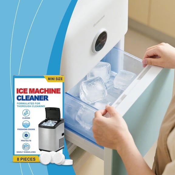 Ice Maker Cleaner Tablets 8 Pack – Descaling Cleaning Tablets for Ice Machines, Removes Limescale and Stains, Keeps Ice Trays and Ice Makers Fresh and Efficient