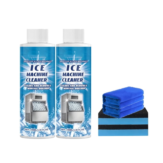Ice Maker Cleaner and Descaler Solution Kit with Washcloth and Sponge for Efficient Cleaning and Maintenance