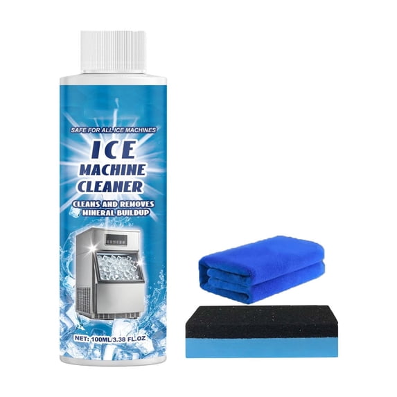 Ice Maker Cleaner and Descaler Solution Kit with Washcloth and Sponge for Efficient Cleaning and Maintenance