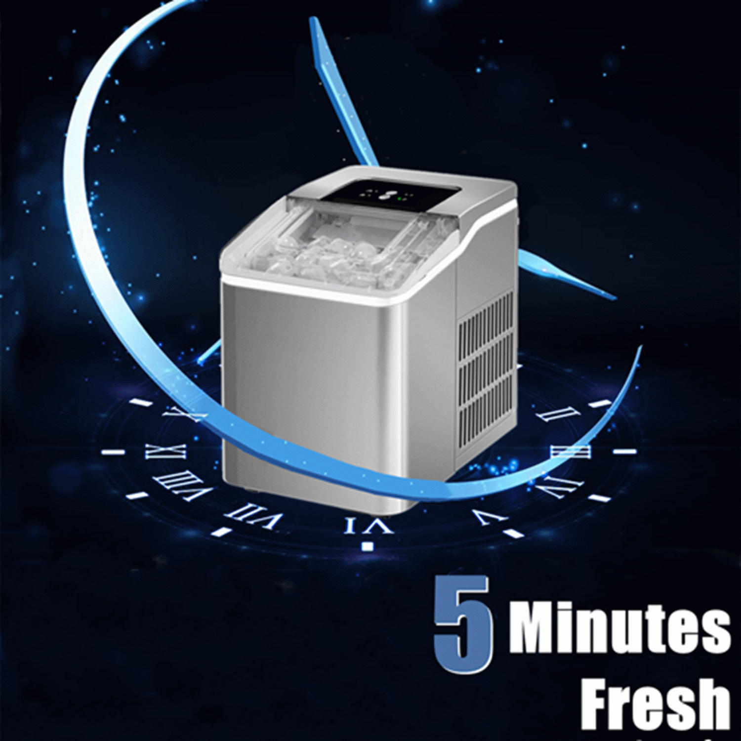 Ice Maker Countertop 2 Ice Sizes, 28 lbs Bullet Ice in 24H, SelfClean, 9 Cubes in 5 Mins