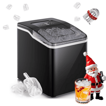 Ice Maker Countertop 2 Ice Sizes, 30 lbs Bullet Ice in 24H, Self-Clean, 9 Cubes in 5 Mins, FOHERE