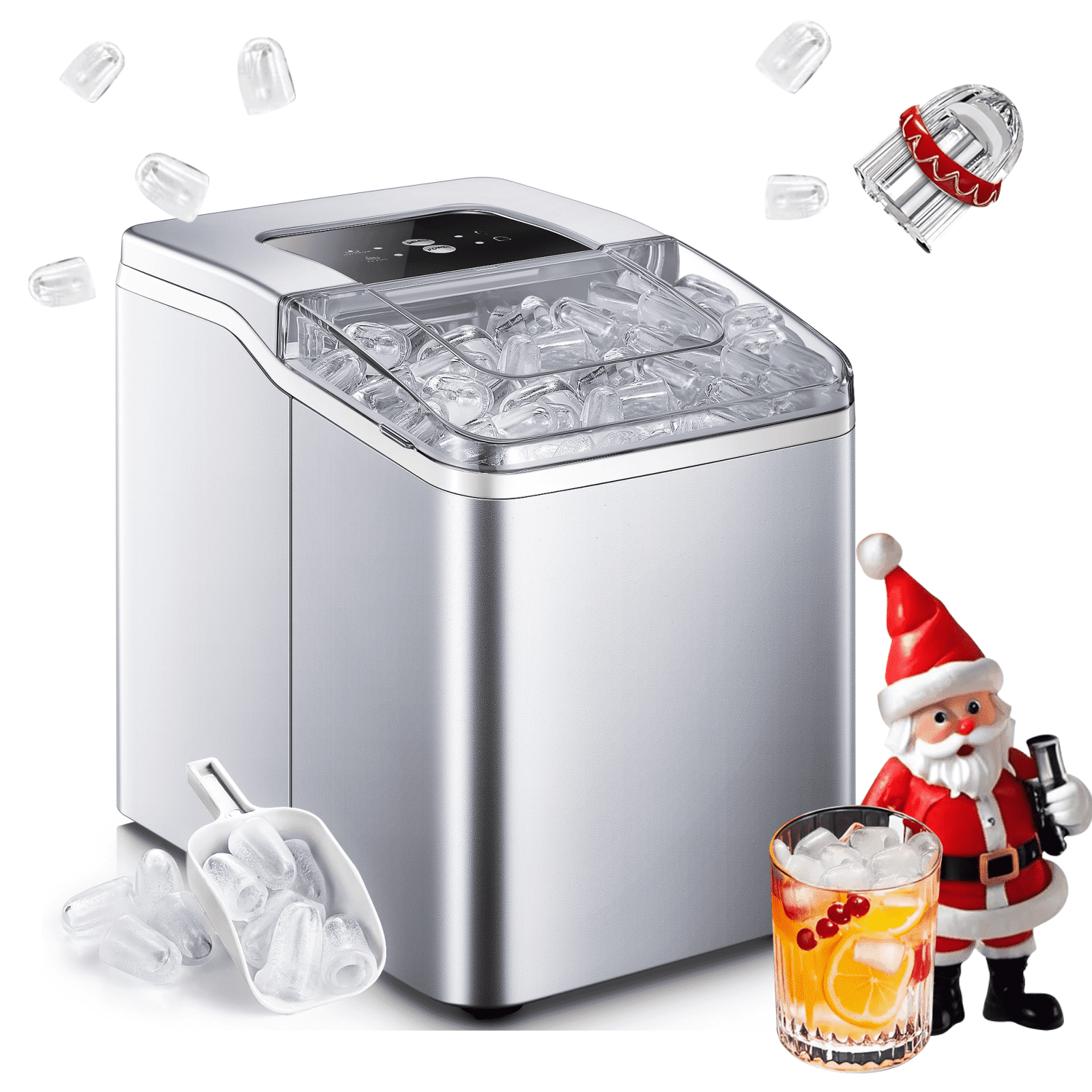 Simzlife 26 lbs Countertop Ice Maker – Fast Bullet Ice & Auto Clean