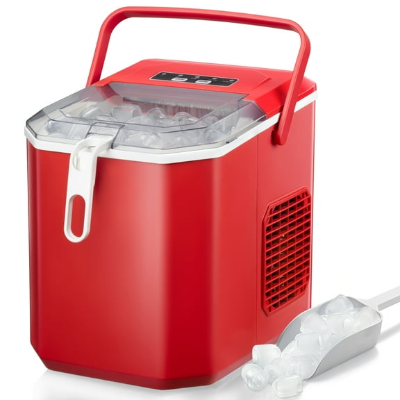 WAA Portable Ice Maker, 26 Lb/24H, Red