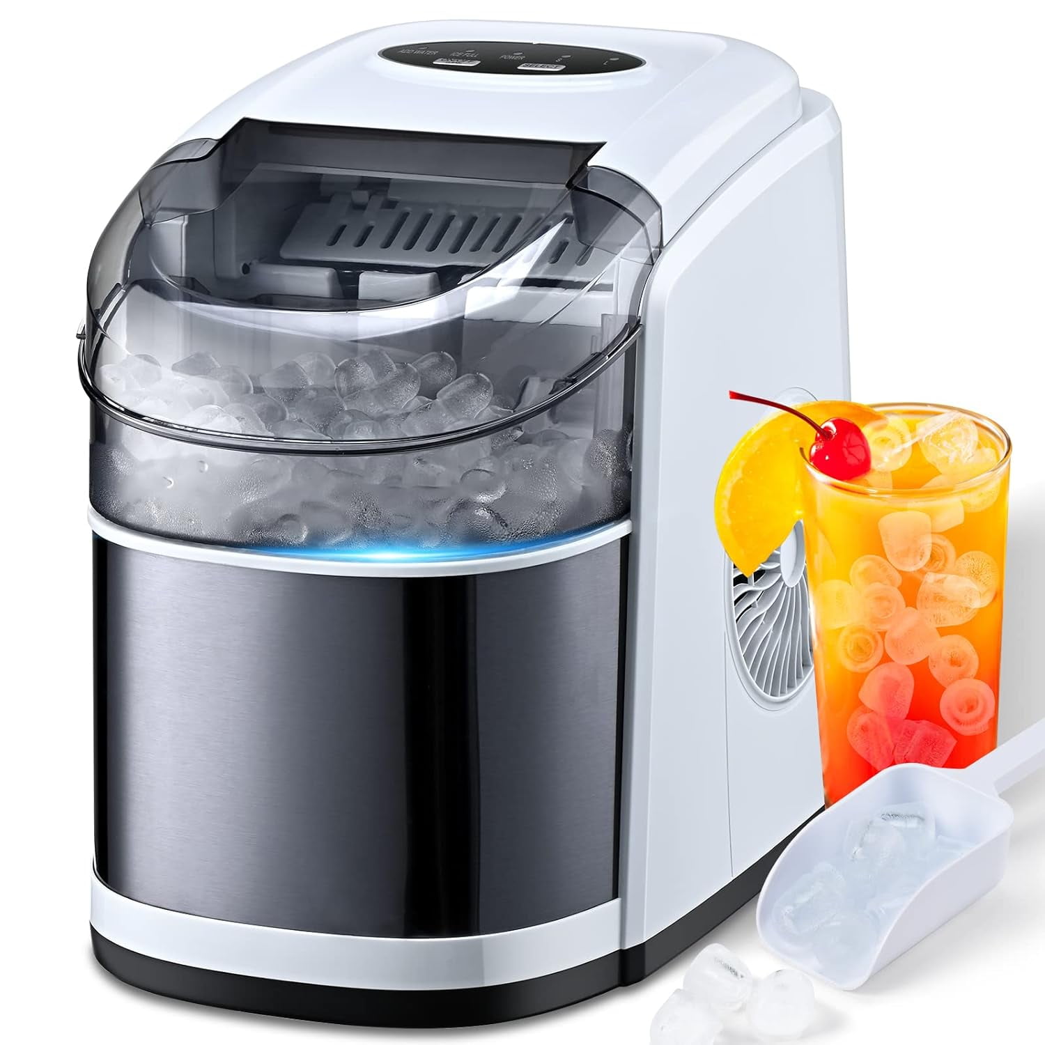 Ice Maker Countertop Machine with Self-Cleaning Function，26LBS in 24 ...