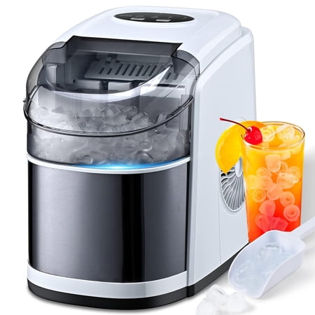 Ice Maker Countertop Machine with Self-Cleaning Function,26LBS in 24 Hours, 9 Ice Cubes Ready in 6 Mins, Compact Ice Cube Maker with Ice Scoop & Basket for Home Kitchen Office Bar