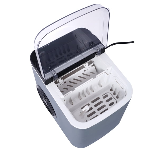 Ice Maker Countertop - Portable Ice Machine, 26lbs/Day, Self-Cleaning, Bullet Ice, Fast Ice in 6 Mins, w/Scoop & Basket - for Home, Kitchen, Bar Gray + Plastic