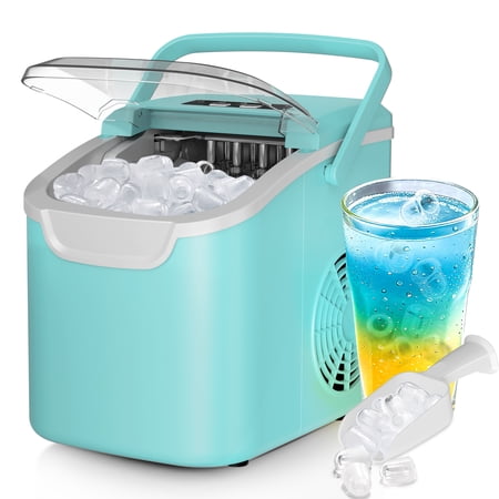 WAA Portable Ice Maker, 26 lb, Bullet Ice, Green