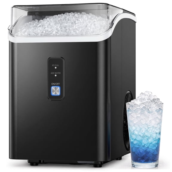 Goosiay 33lb Compact Countertop Nugget Ice Maker Machine, Mini Size Chewable Pebble Crushed Portable Ice Maker, Black