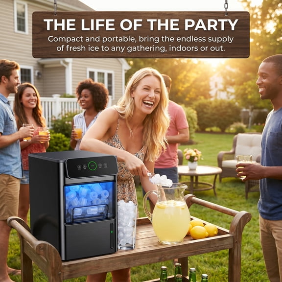 Ice Maker Coutertop Machine - Portable Ice Cube Maker, 20lbs of Bullet Ice per Day, 6 ice Cubes in 6 Mins