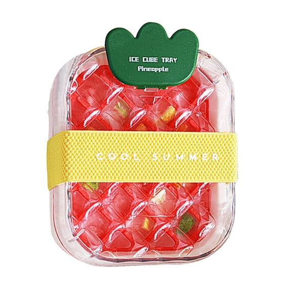 Ice Maker Cup | 2-in-1 Pineapple Leak-Proof Portable Mold, Portable Ice Cup, for Juice, Beverage, Coffee, Drink, Summer Outdoor, Indoor Beach, Travel, Car, Picnic, Camping, Red