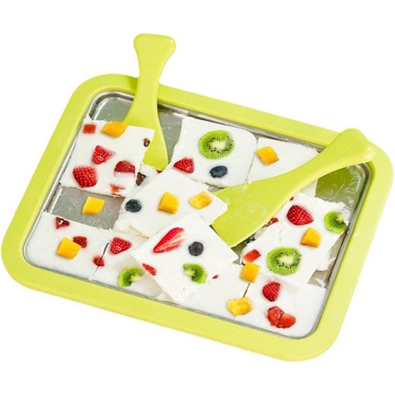 Ice Maker,Ice Cream Makers,Yogurt Countertop Machine,Stainless Steel Homemade DIY Instant Freeze Dried Cream Roll Pot with 2 Scrapers,Frozen Fruit Chocolate Strawberries Yogurt Machines