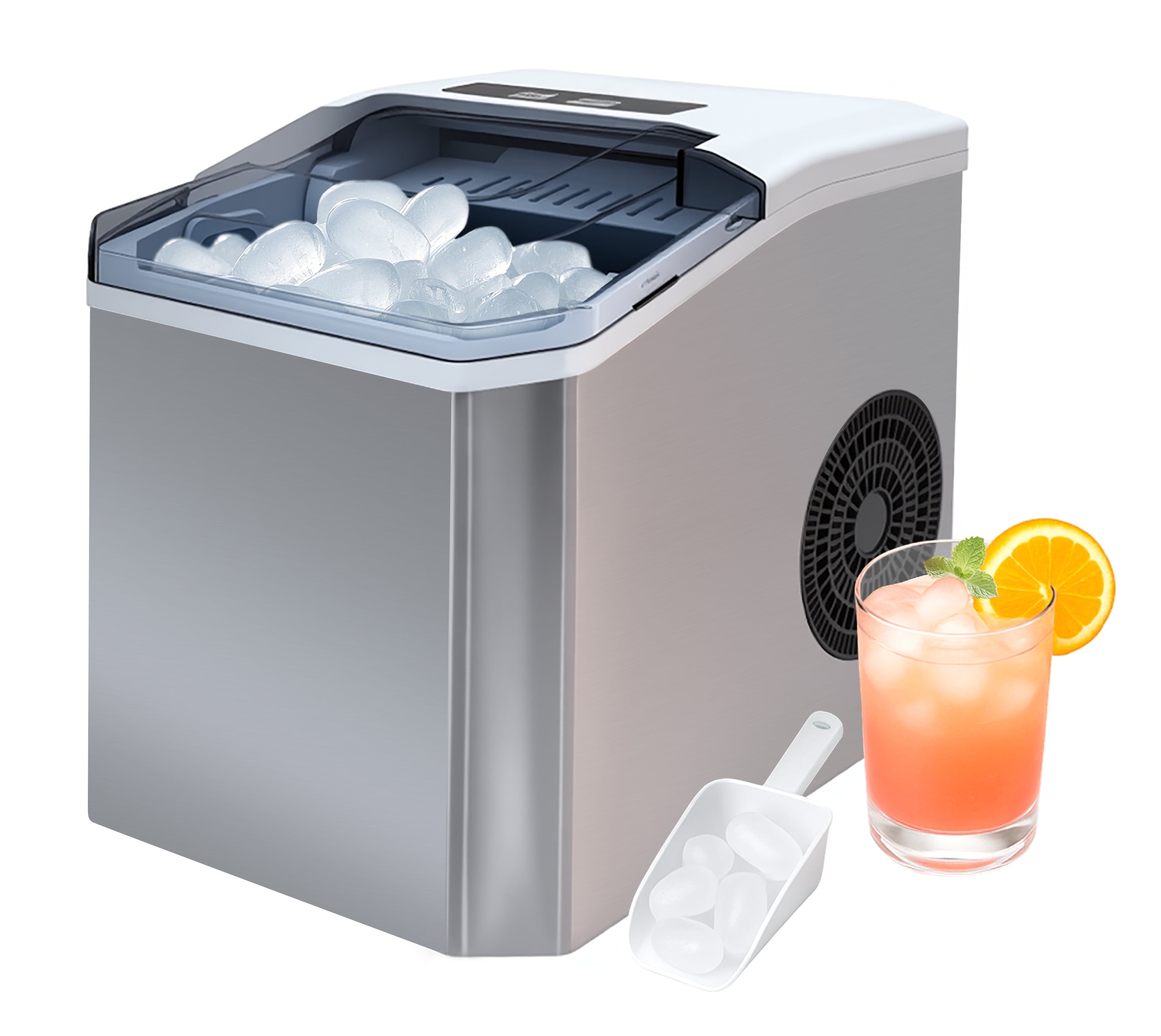 Ice Maker Machine - 26Lbs/24Hrs, Self-Cleaning, 2 Ice Sizes (S/L), Fast 6-Min Cycle, with Infrared Sensor for Home/Office/Commercial Use
