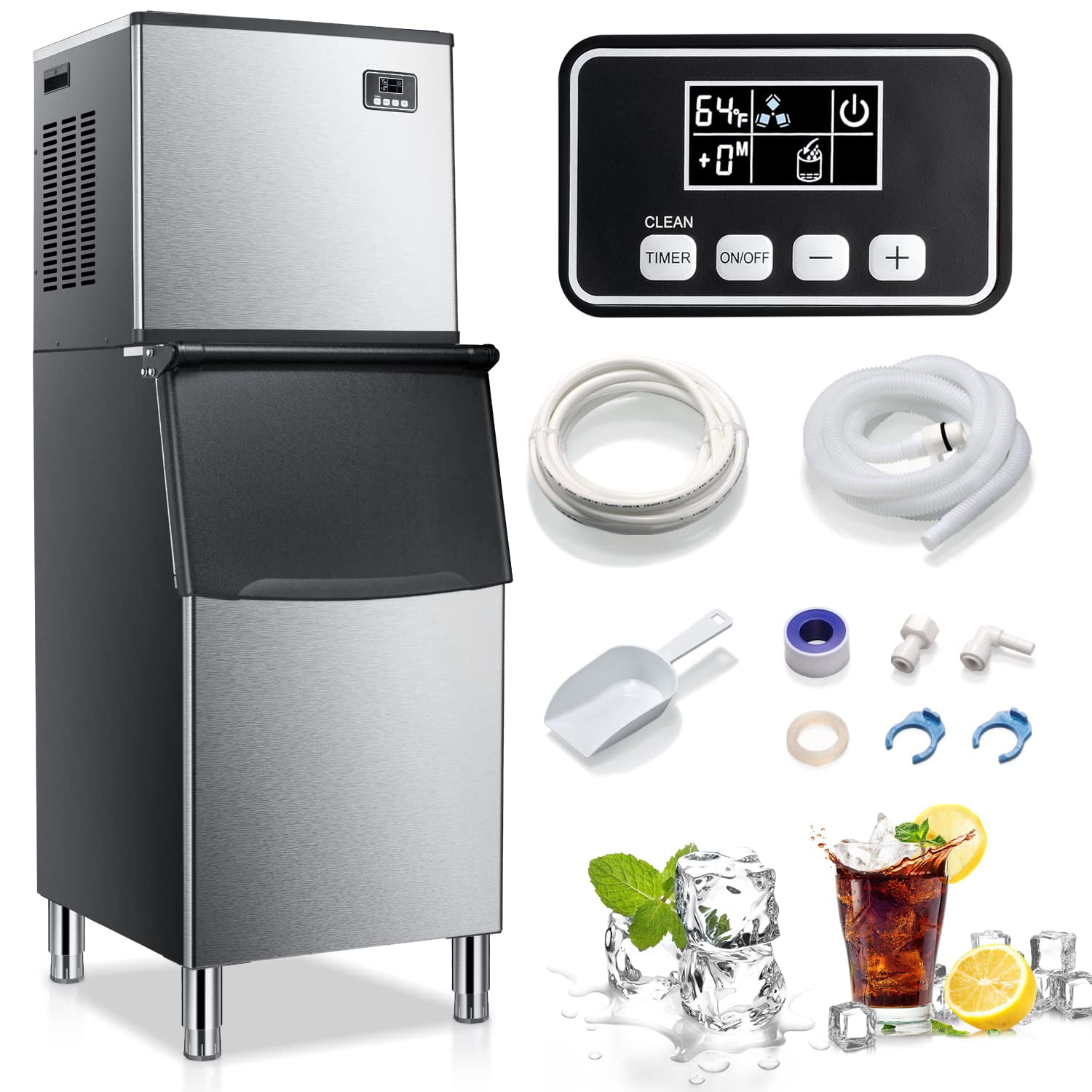 One-Key Operation, 33Lbs/24Hrs, Compact Ice Maker with Ice Scoop