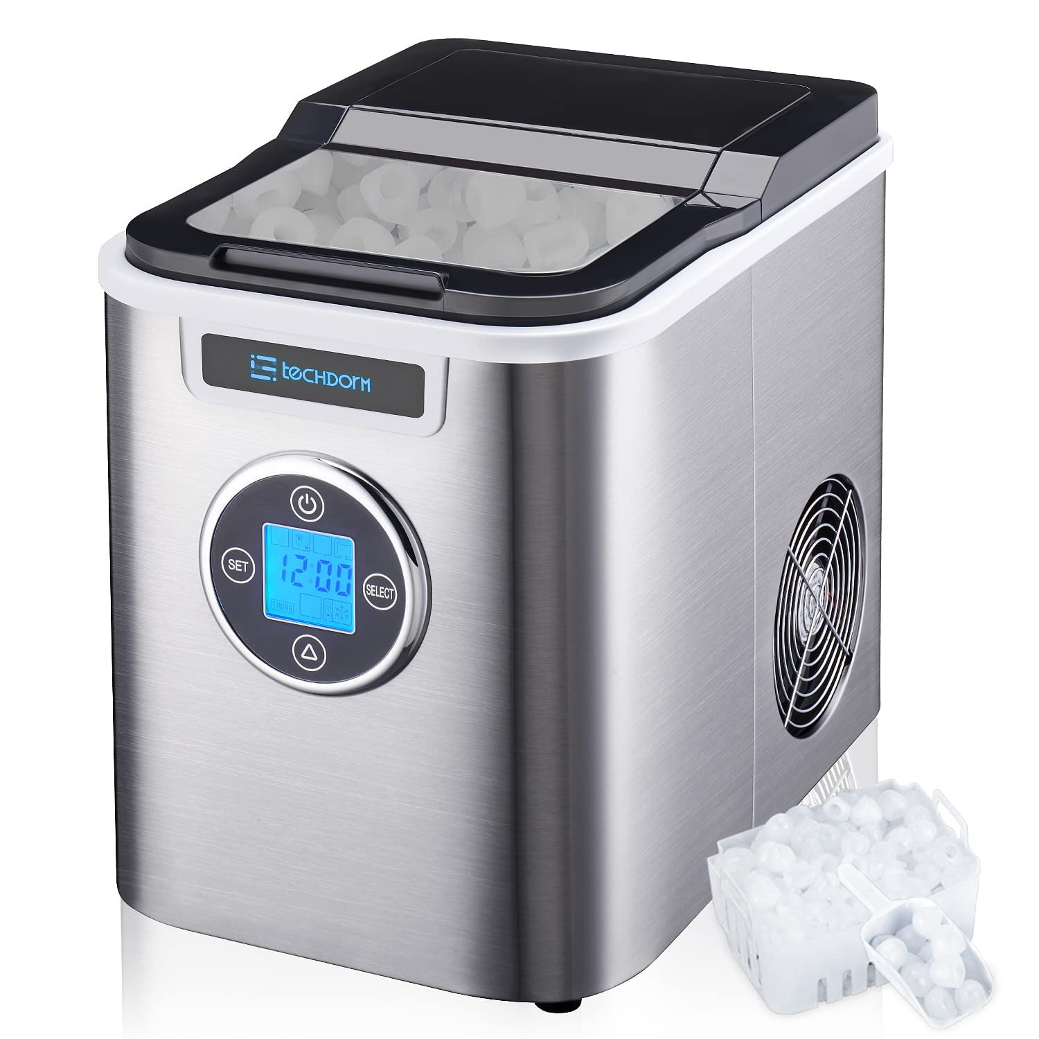  Upstreman Y90 Countertop Ice Maker, Self-Cleaning Ice Cube  Maker Machine, Max 26Lbs/Day, 9 Ice Cubes Ready in 6 Mins, Portable Bullet Ice  Maker for Home, Kitchen, Office, Party : Appliances