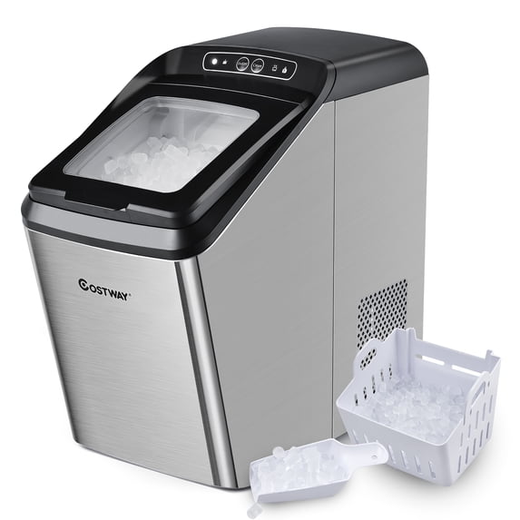 Costway Ice Maker Machine Countertop Chewable Ice Maker 29lb/Day Self-Cleaning