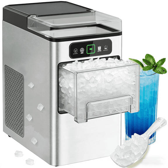 Nugget Ice Maker 40lbs/Day, Portable Ice Makers Countertop with Auto-Cleaning,Soft Chewable Ice Maker Machine Countertop with Scoop&Basket for Home