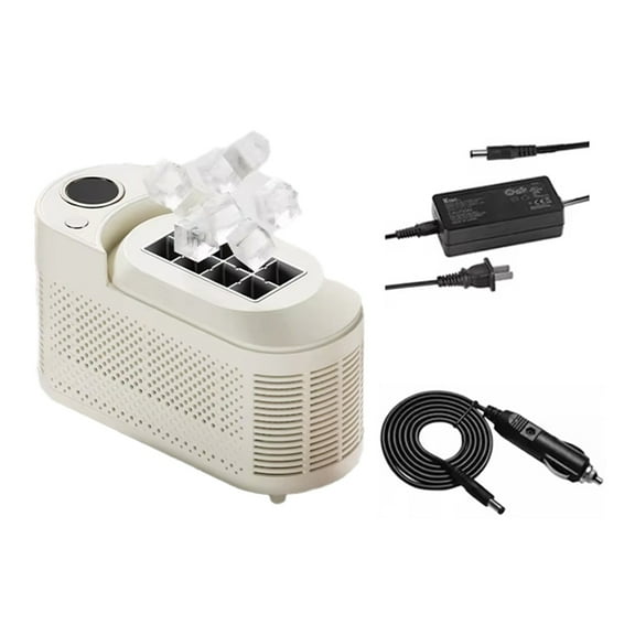 Ice Maker Machine Mini Home/Car Electric Ice Maker Automatic Smart Fast Cream White US Plug