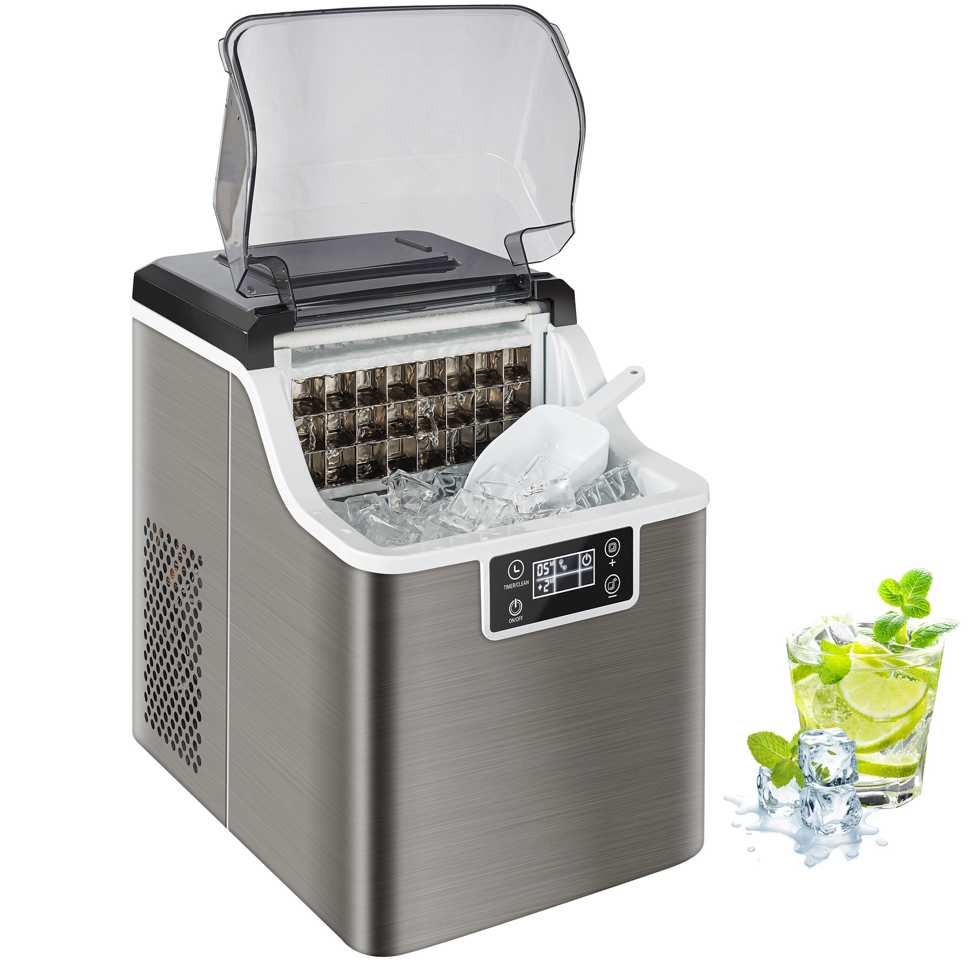 COWSAR Countertop Ice Maker, Square Ice Cubes Maker Machine, 2 Ways to Add  Water, Self-Cleaning Maker, 24H Timer Compact for Home Office Party Bar