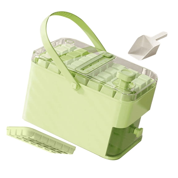 Ice Maker Mold Press Type Ice Box with Lid and Bin Easy Release Ice Trays for Chilling Drink Coffee Juices