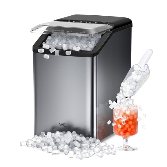 WIE 40lbs/Day Countertop Sonic-Style Chewable Nugget Ice Maker Silver