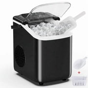 Ice Maker, Nugget Ice Machine Countertop With Basket, Scoop And Portable Handle, 26lbs Daily, 9 Bullet Cubes In 68 Mins, Self-Cleaning For Kitchen, Office, Outdoos, RV Camping