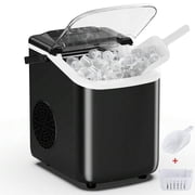 Ice Maker, Nugget Ice Machine Countertop With Basket, Scoop And Portable Handle, 26lbs Daily, 9 Bullet Cubes In 68 Mins, Self-Cleaning For Kitchen, Office, Outdoos, RV Camping