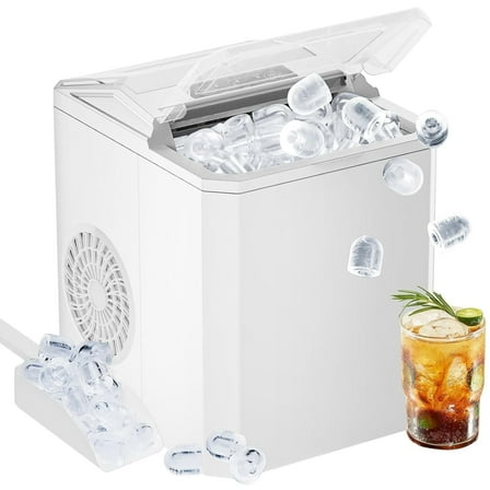 Casabay Portable Ice Maker, Countertop Ice Maker Machine, Self Cleaning Cubes Makers, 9 Cubes in 6 Mins, for Home Kitchen Party, White