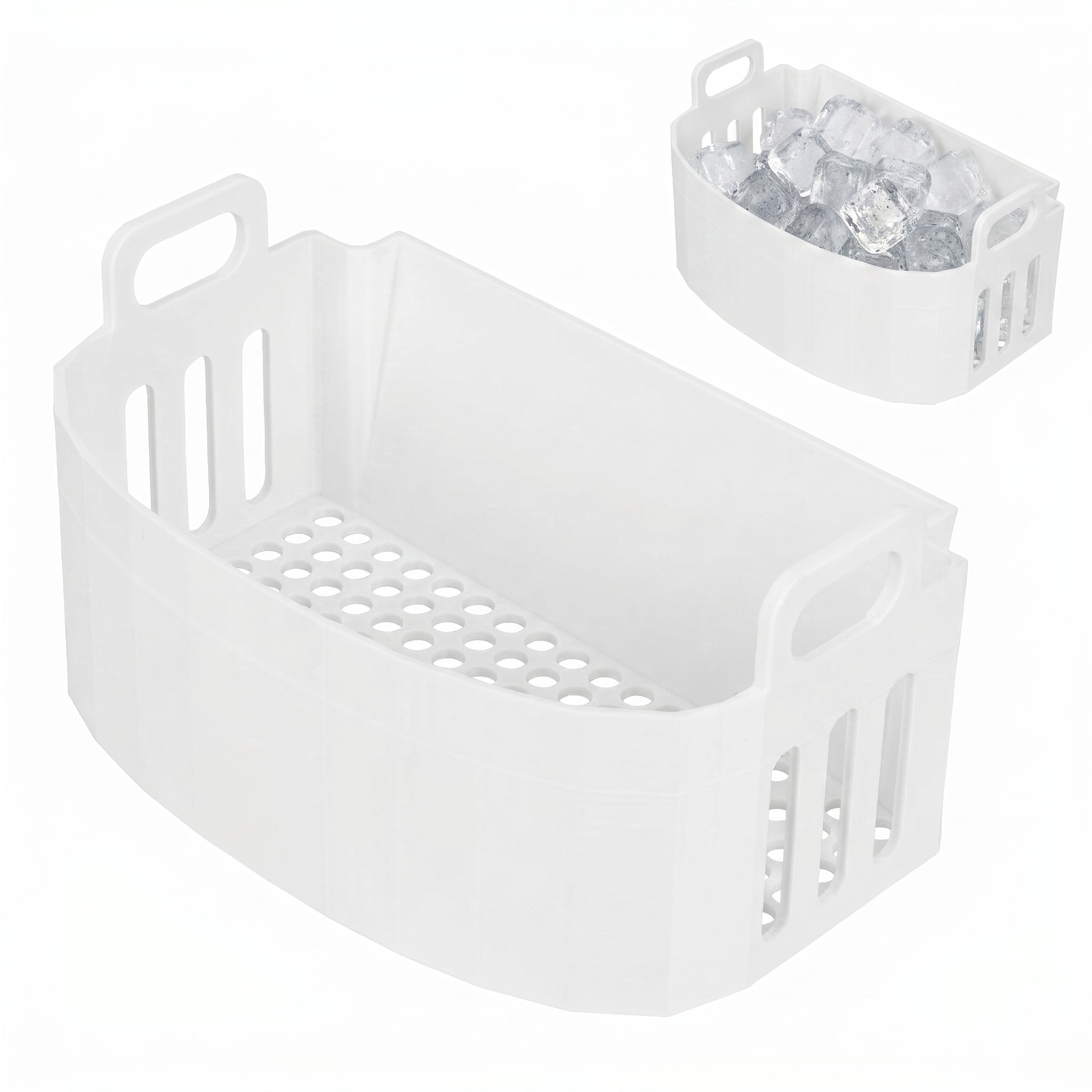 Ice Maker Replacement Basket for Magic Chef Countertop Ice Machine, Removable Ice Storage Bin for Kitchen Home Office Use, White