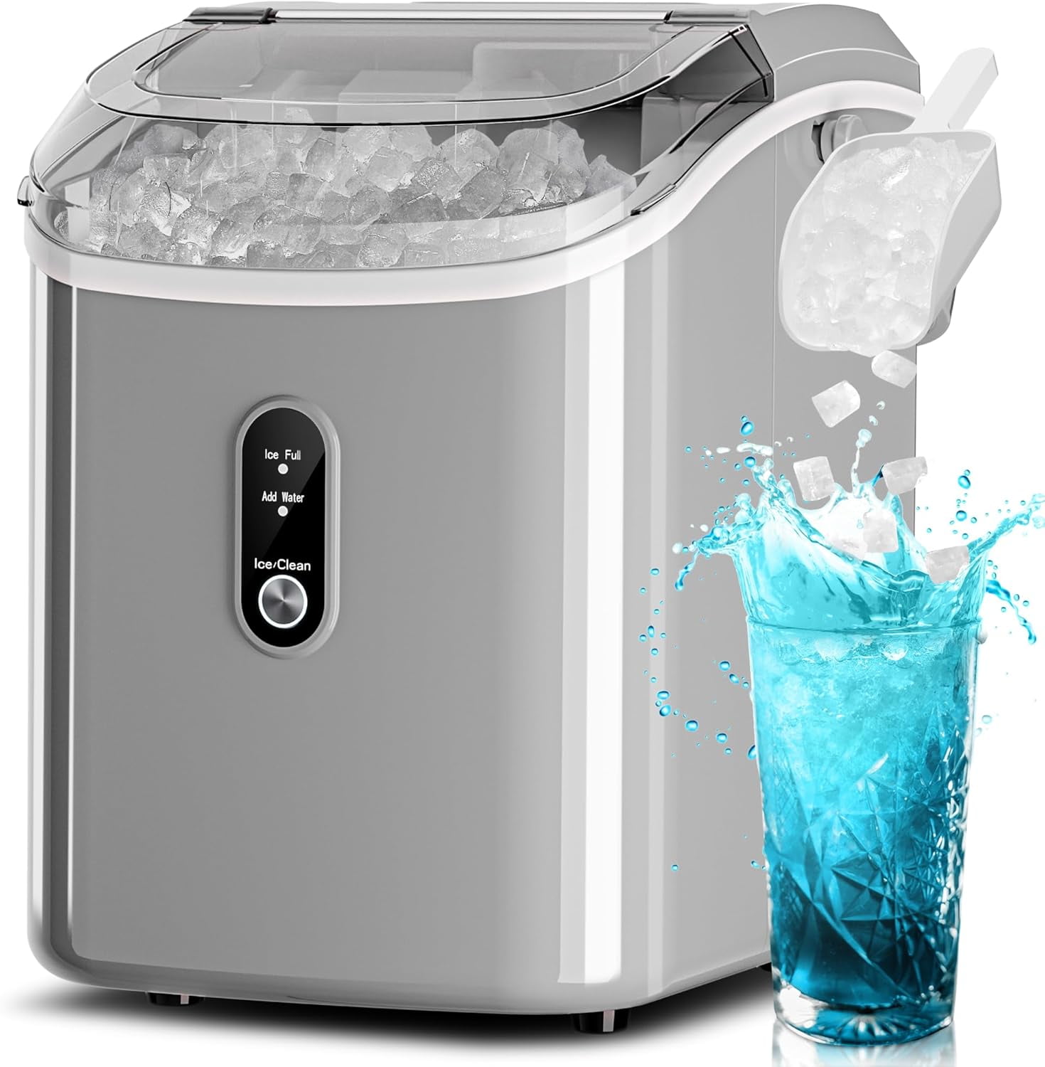 Ice Makers Countertop,26Lbs/24H,9 Cubes in 6 Mins,Portable Ice Maker Machine with Self-Cleaning,2 Sizes of Bullet Ice,Perfect for Home Kitchen