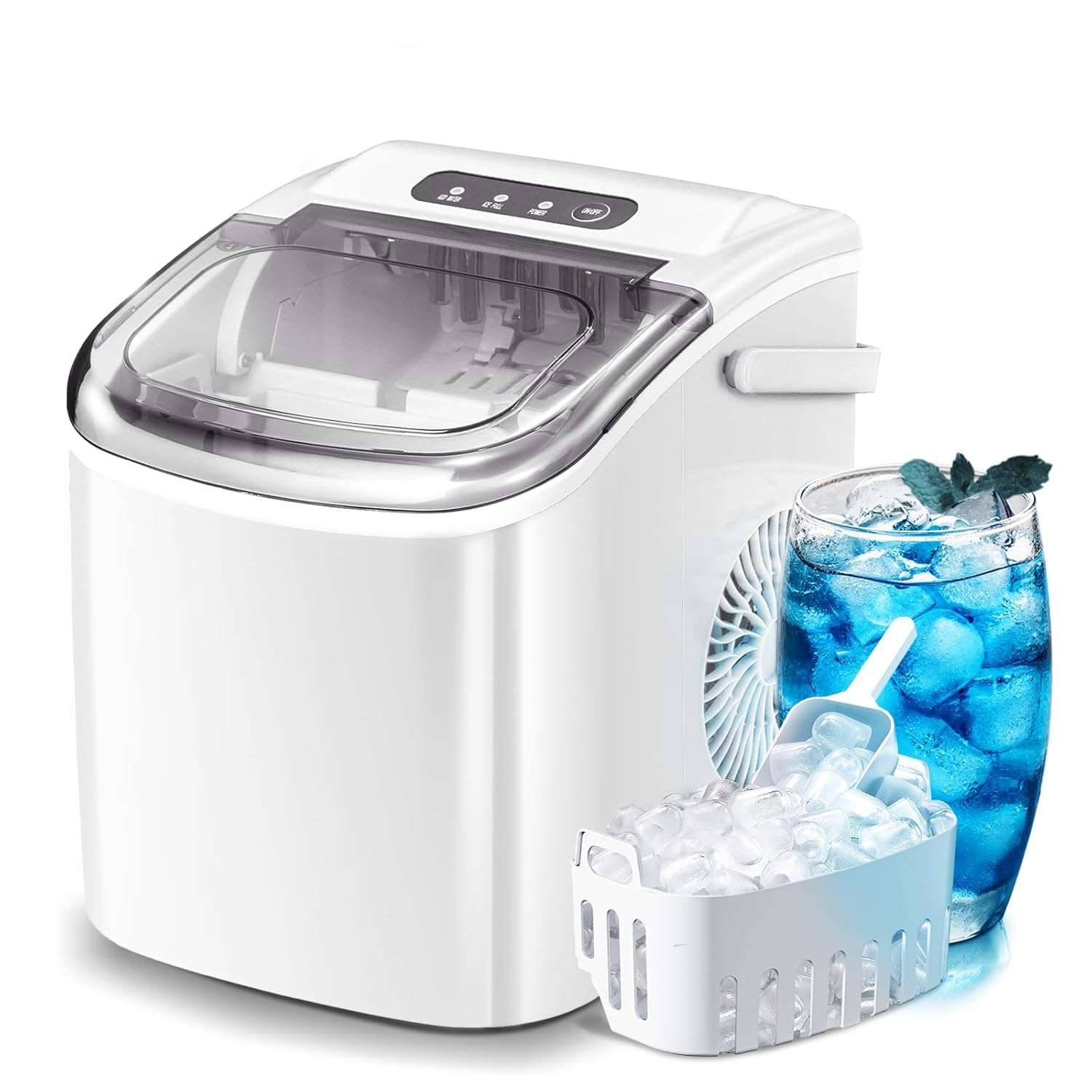 Ice Makers Countertop with Carry Handle,26Lbs/Day,9 Bullet Ice Ready in