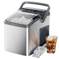 Ice Makers Countertop,Ice Maker Machine 6 Mins 9 Bullet Ice, 26 Lbs/24 Hrs, Nugget Ice Maker with Self Cleaning Function, Ice Maker for Home Kitchen Party, Silver
