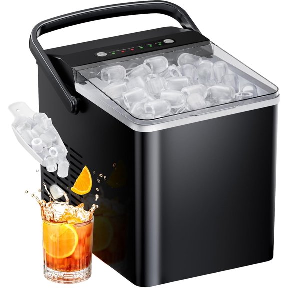 Ice Makers Countertop, Ice Maker with Self-Cleaning 1.8L Water Tank Large Ice Basket, Portable Ice Machine Produces 9 Ice Cubes in Just 6 Minutes Ideal for Home Kitchens and RVs