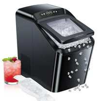Kndko 33lbs Chewable Nugget Ice Maker with Crushed Ice, Ready in 7 Mins,  Sonic Ice Machine with Handle, Black 