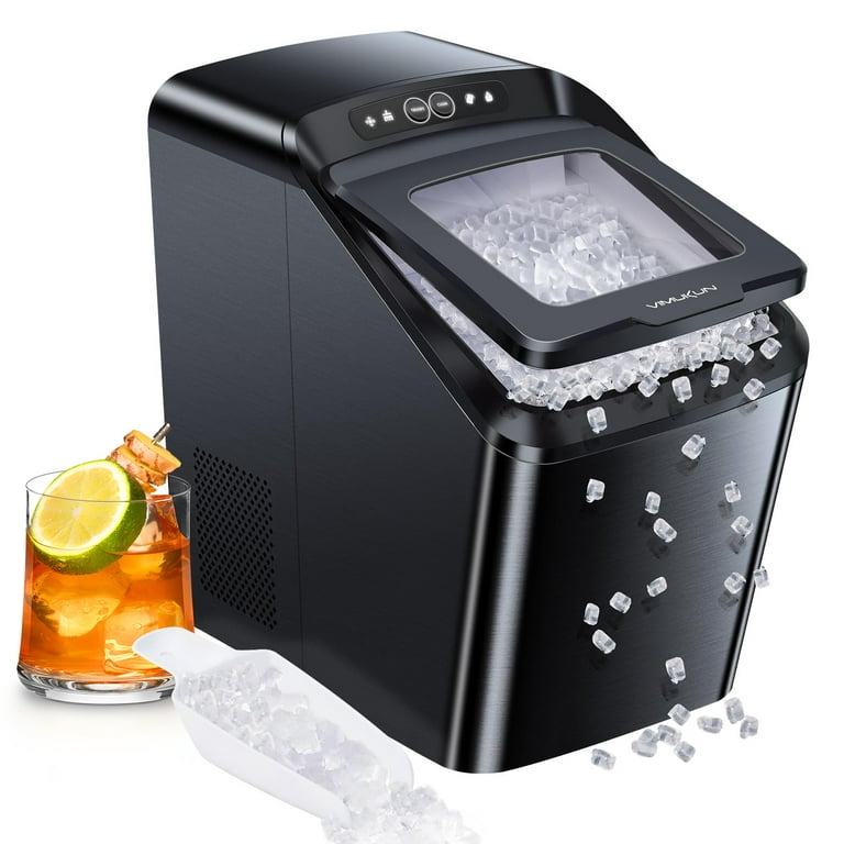  Nugget Ice Maker Countertop with Chewable Ice, 35lbs/Day, Portable  Ice Maker Countertop with Handle, One-Click Operation, Compact Design  Crushed Pellet Ice Maker for Home & Kitchen(Black) : Appliances