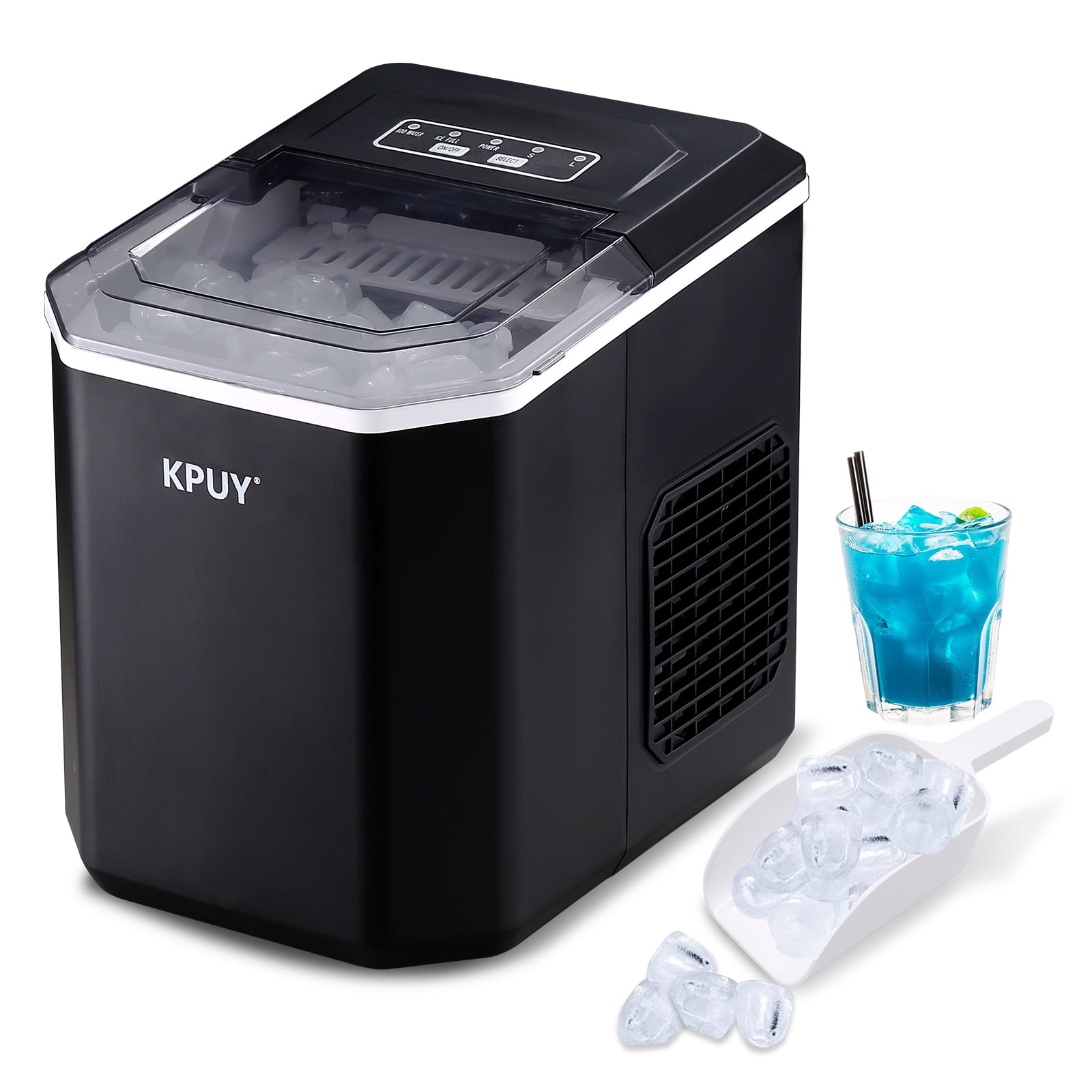 Ice Makers Countertop, Self-Cleaning Function, Portable Electric Ice Cube Maker Machine, 9 Bullet Ice Ready in 6 Mins, 26lbs 24Hrs with Ice Bags and Ice Scoop Basket for Home Bar Camping RV(Silver)