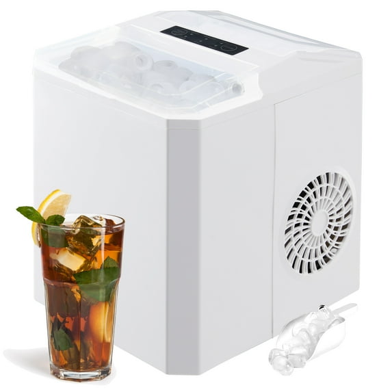 Ice Makers Portable Countertop 2 Ice S,Portable Compact Ice Cube Maker with Ice Scoop & Basket,26.5lbs in 24Hrs,9 Cubes Ready in 6Mins,for Home/Kitchen/Office/Bar