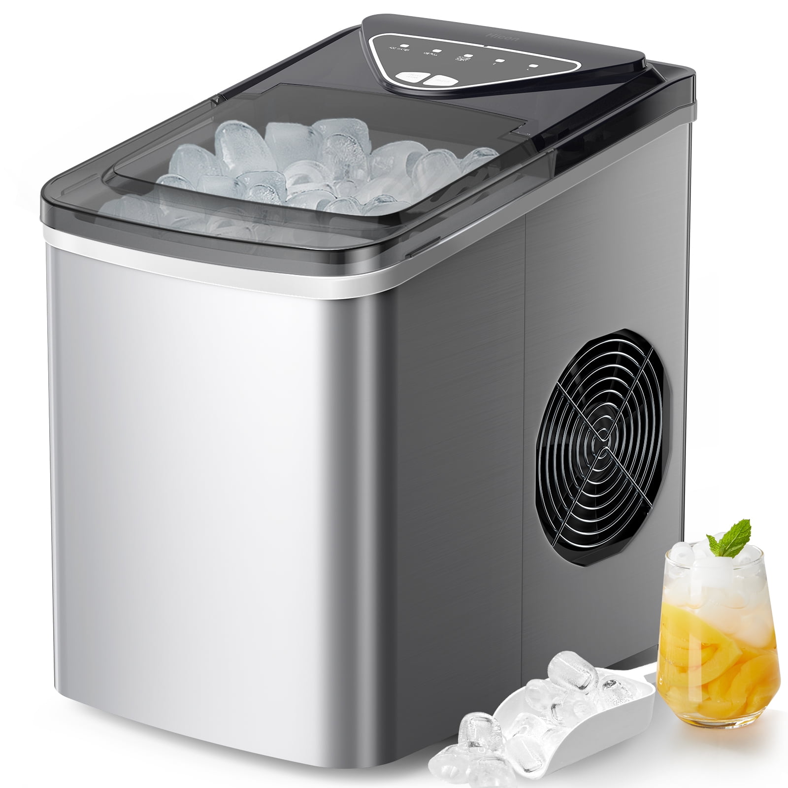 Nugget Ice Makers Portable Countertop, 33lbs/24H, Self-Cleaning, w/Scoop & Basket for Home, Kitchen, Office, Bar, Party, Black, Size: One Size