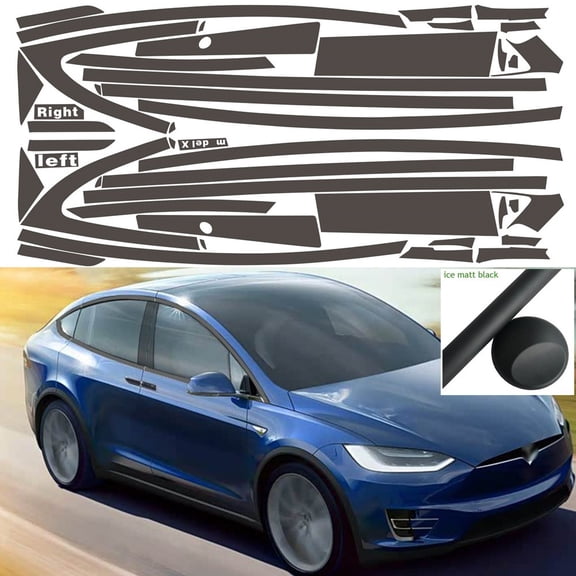 Ice Matte Black Chrome Delete Window Trims sticker For Tesla Model X 2016-2020