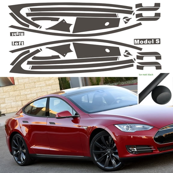 Ice Matte Black sticker Chrome Delete Window Trims sticker For Tesla Model S 2014-2020