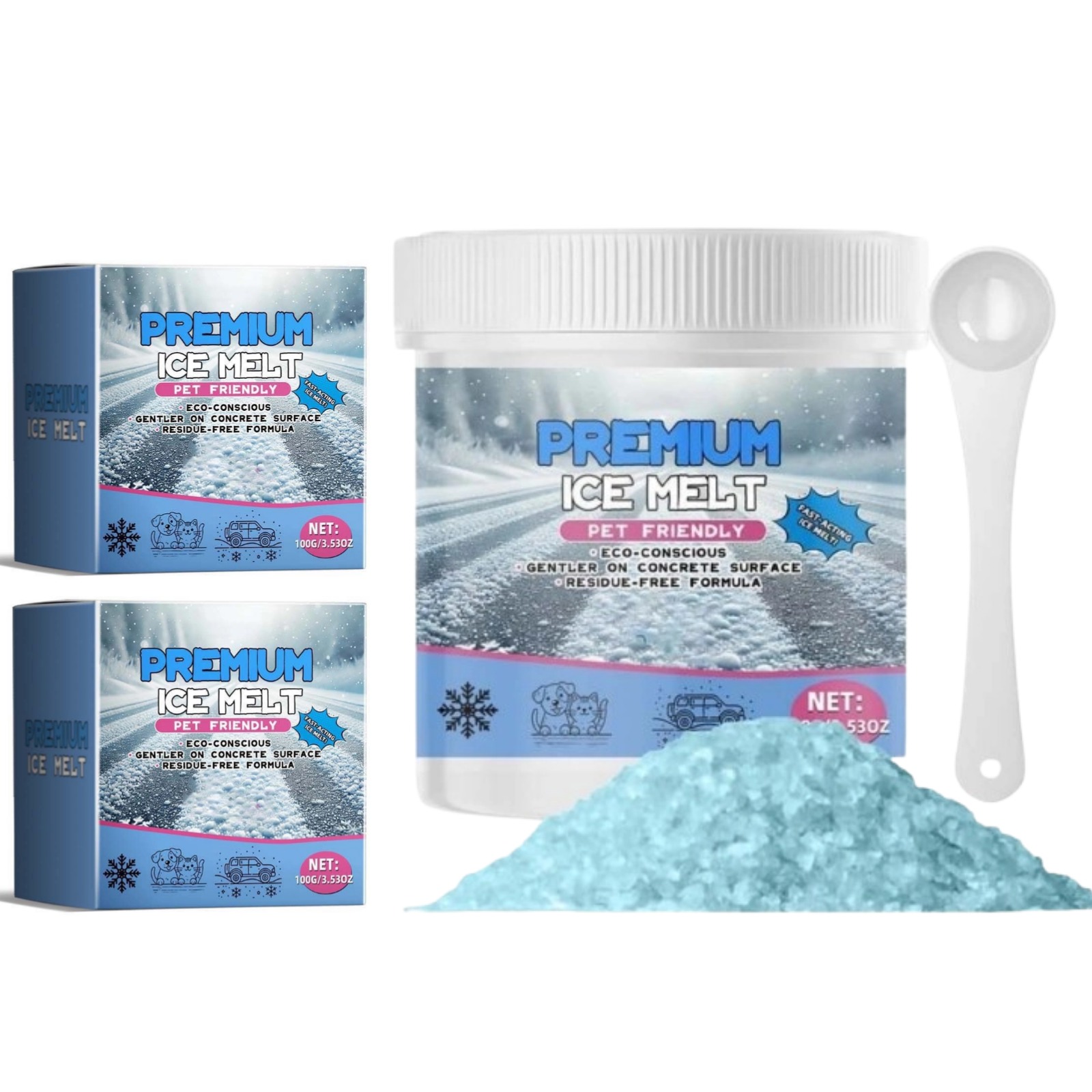 Ice Melt,Pet Safe Ice Melt,Pet Friendly Ice Melt,Rock Salt For Snow,Pet Safe Ice Melt Safe for Concrete -Snow Salt Ice Melt Pet Friendly,Green Salt for Snow(100g/3.53oz)