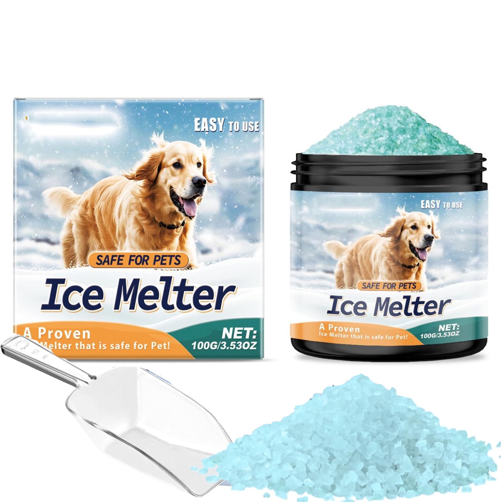 Ice Melt, Pet Safe Ice Melt, 3.95ozPremium Snow Melter, PureMagnesium Chloride, Safer for Pet, Concrete, Effective to -35 F