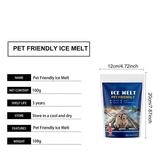 Taicans Ice Melt,Pet Safe Ice Melt,Snow Melter for Driveways & Walkways - Instantly Melts Ice & Snow without Harming Pets Paws or Plants - Ideal for Home & Public Areas,Environmentally Friendly,200g