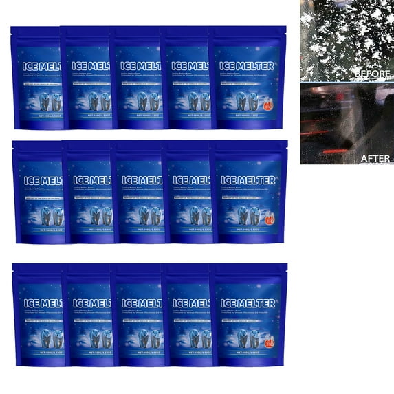 Ice Melt Safer for Concrete, 2025 New Snow Salt Ice Melt, Salt for Snow and Ice Removal, Sidewalk Salt, Driveway Salt, Snow Melt is Effective Up to 15(15PCS)