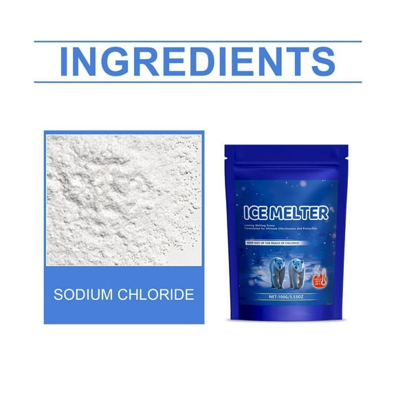 Ice Melt Safer for Concrete, Industrial Snow & Ice Remover Crystals, Fast-Acting Sidewalk Driveway Patio De-Icer Effective to -15 °F, Winter Safety Salt for Home & , A Bag of Snow Melting Agent, Blue