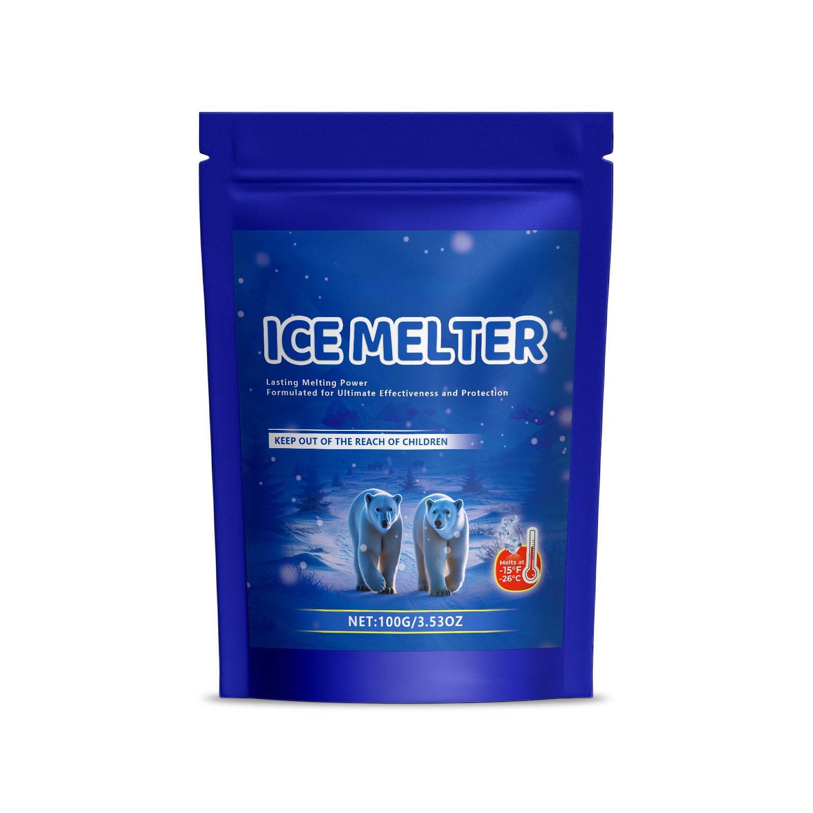 Ice Melt Safer for Concrete - Pet Safe Ice Melt Safe for Concrete 100g Bag, Snow Salt Ice Melt, Salt for Snow and Ice Removal, Sidewalk Salt, Driveway Salt, Snow Melt is Effective Up to -15