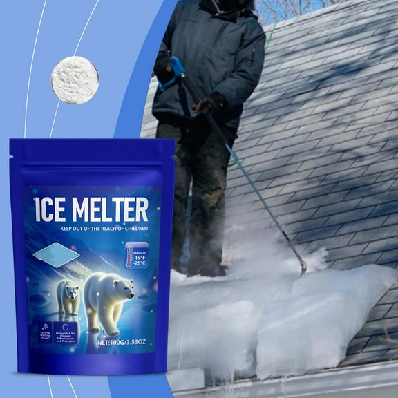 Ice Melt Safer for Concrete, Premium Snow Salt Ice Melt, Salt for Snow and Ice Removal, Sidewalk Salt, Driveway Salt, Snow Melt is Effective Up to -15, 100g, 1 Pcs, 7.09x5.12"
