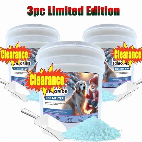 Ice Melt Salt, Pet-Friendly Ice Melt – 3pack Fast-Acting Magnesiums Chloride Formulas, Safer for Pet & Surfaces, 3.5oz Bucket with Scoop