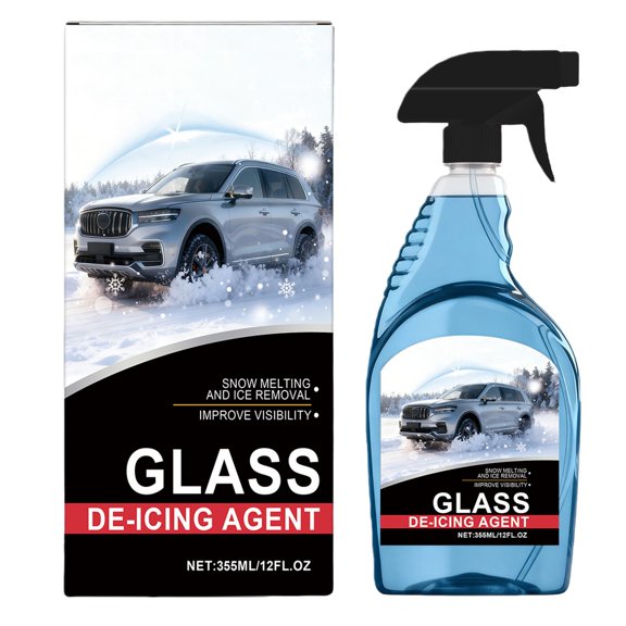 Ice Melting Spray Windshield Defogger De Icer Car Windshield Cleaner Quick Defrosting Spray for Winter Auto Glass Snow Removal Ice Melt Solution 12Oz, 1X Windshield De-Icing Spray 355Ml