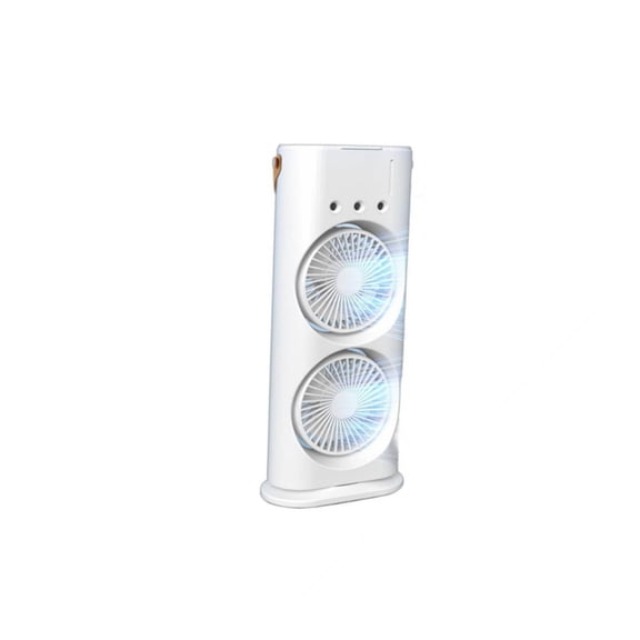 Ice Mist Cooling Fan 15.16 Inch for Office and Dorm, Portable Desktop Dual Fan Air Cooler with Remote, Double Head Three Hole USB Spray Water Mute Fan with Colorful Light, Small Appliances