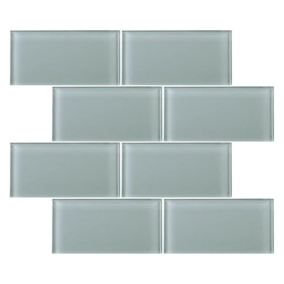 Ice Mist Glossy - 3x6 Blue Grey Glass Tile - Bathroom Tile & Kitchen Backsplash Tile (It is Not a Peel and Stick Tile) (1 Sqft - 8 Pieces)
